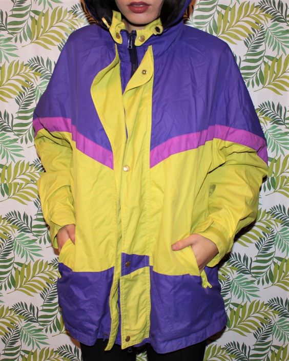 vintage windbreakers | SYMPATEX jacket 80s retro yellow purple mid-length | Girlfriend is Better