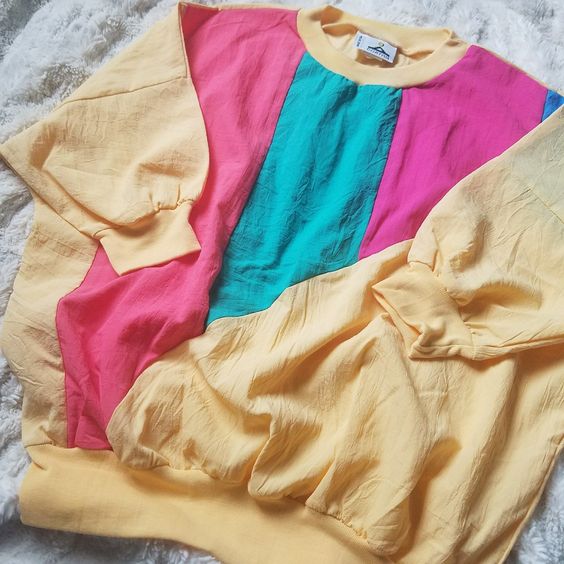 vintage windbreakers | yellow pink teal pastels 80s half sleeve shirt | Girlfriend is Better