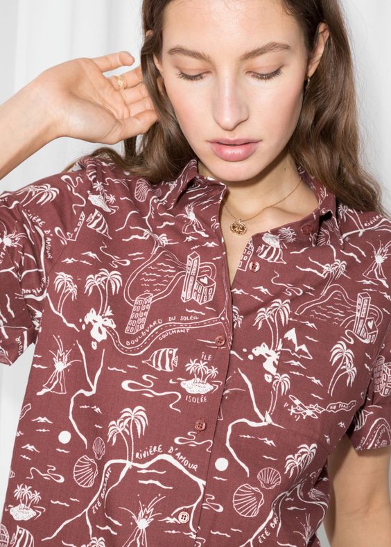 hawaiian shirts | Tropical Map Print Button Up | Girlfriend is Better