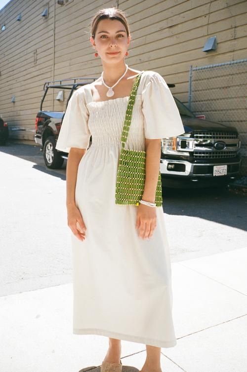 summer dresses | all white linen cotton mid-length | Girlfriend is Better