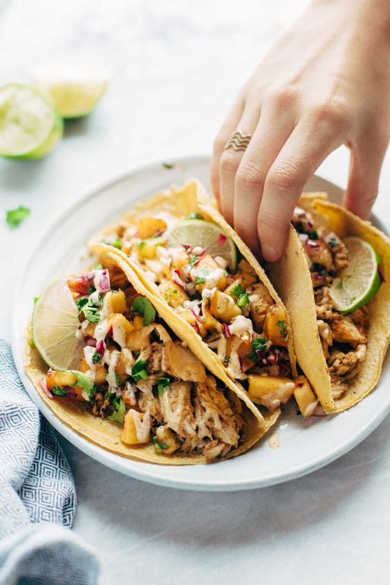 tacos | white and blue tablecloth with white plate of food | Girlfriend is Better