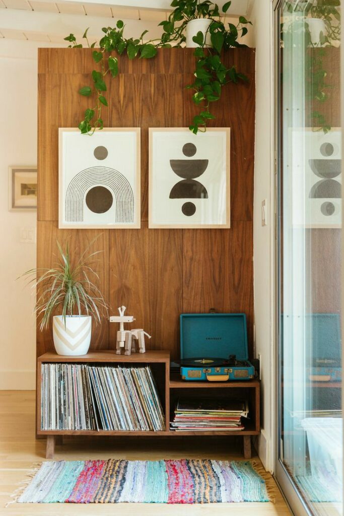 home office | mid-century modern water element vinyl vintage record player | Girlfriend is Better