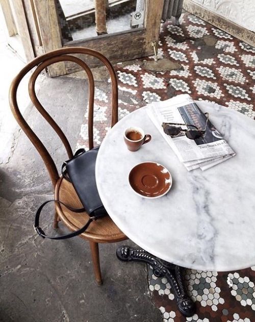 bentwood chairs | French cafe graphic tile vintage wood | Girlfriend is Better