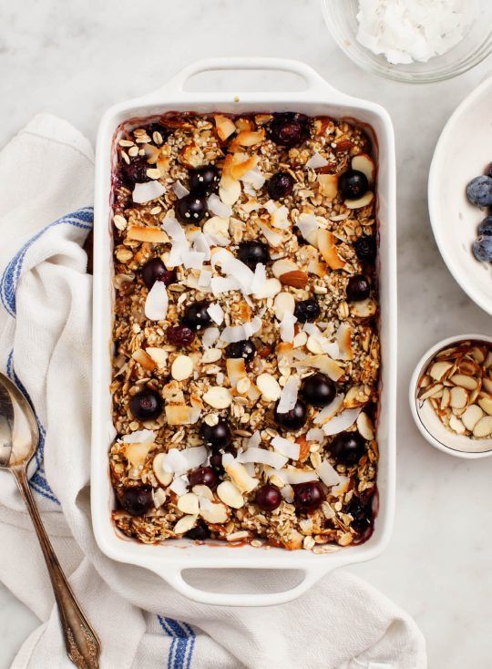 oats recipes | vegan gluten-free Baked Oatmeal Blueberries healthy | Girlfriend is Better