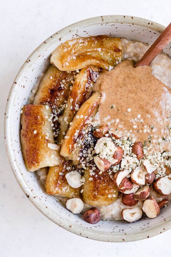 oats recipes | Steel cut oats maple fried bananas breakfast low-glycemic | Girlfriend is Better