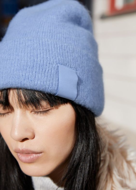 winter layers | blue wool beanie fur collar | Girlfriend is Better