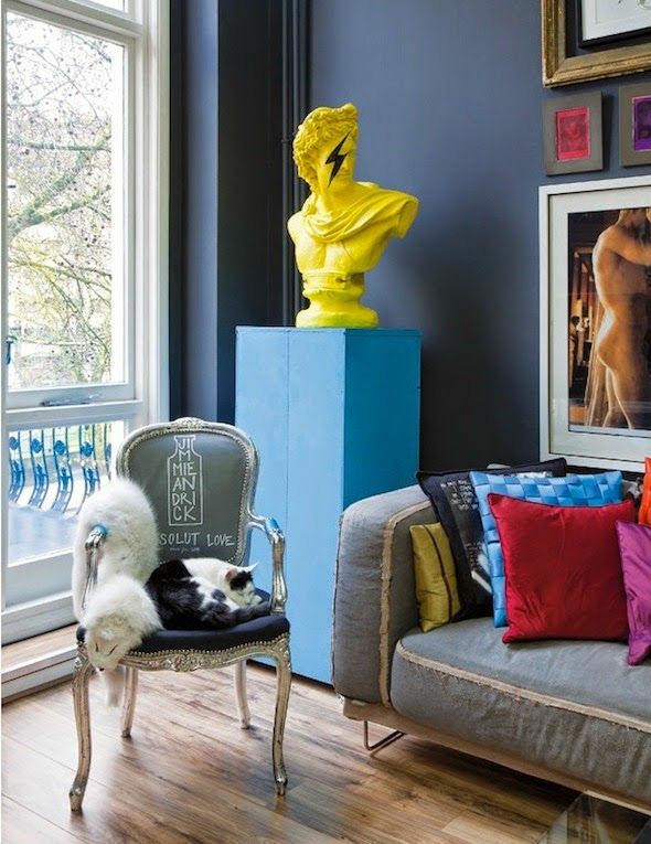 bust statues | yellow painted Bohemian eclectic upcycled furniture | Girlfriend is Better