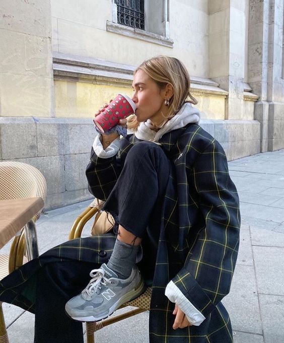 layering hoodies | plaid mid-length trench coat cropped wide leg pants tennis shoes | Girlfriend is Better