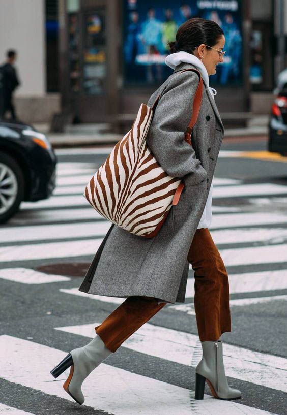 layering hoodies | work wear neutrals grey zebra tote ankle boots | Girlfriend is Better