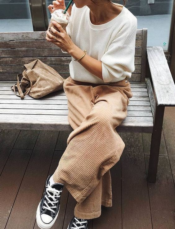 tennis shoes | black Converse All-Star low-top sneakers neutrals corduroy pants | Girlfriend is Better