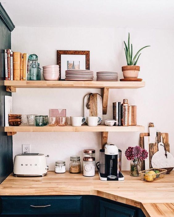 bookshelves | kitchen shelving open Smeg hygge hostess cookbooks organization | Girlfriend is Better