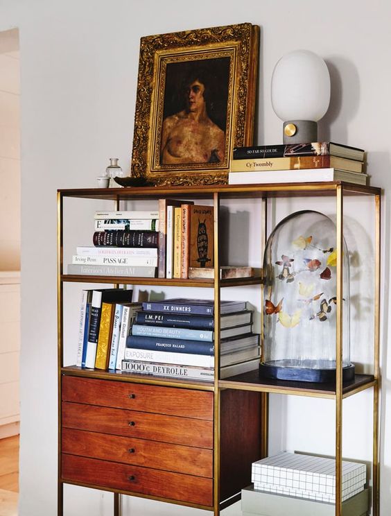 bookshelves | mid-century modern portraits random people eclectic decor | Girlfriend is Better