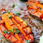 February's seasonal vegetables | chili honey roasted sweet potatoes lime recipe vegetarian | Girlfriend is Better