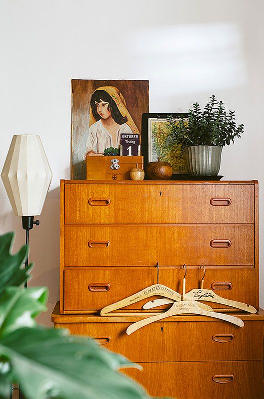 displaying art | bedroom dresser mid-century modern painting collection | Girlfriend is Better