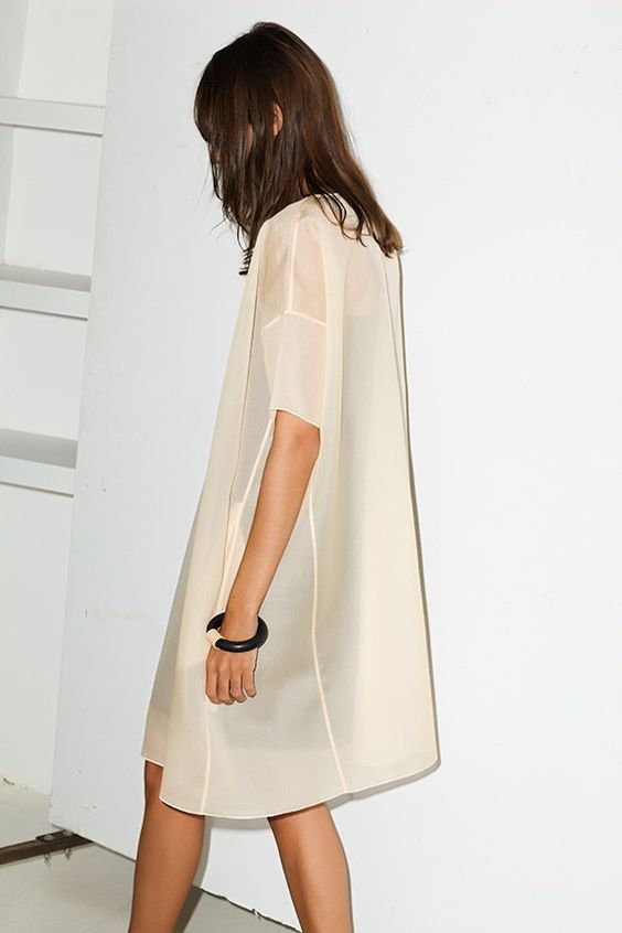 dropped shoulder seams | opaque sheer shift dress layering | Girlfriend is Better