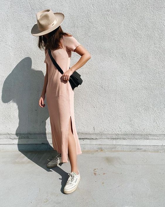 loungewear | cotton tee shirt dress tennis shoes | Girlfriend is Better