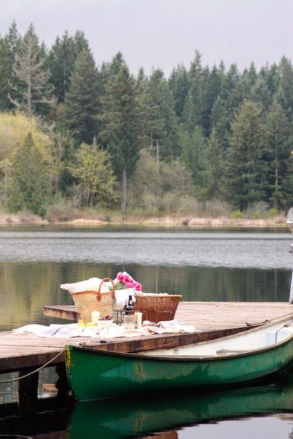 Spring picnic | lake boat dock basket outdoors family | Girlfriend is Better