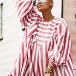 balloon sleeves | striped voluminous dress spring fashion | Girlfriend is Better