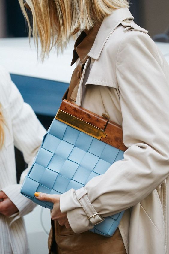 oversized woven purses | baby blue top handle purse square maxi weave | Girlfriend is Better