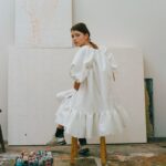 plain white dress | ruffles oversized baby doll balloon sleeves | Girlfriend is Better