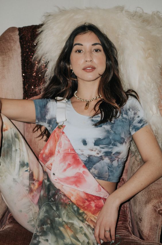 tie dye | cotton cropped tee overalls hand dyed | Girlfriend is Better