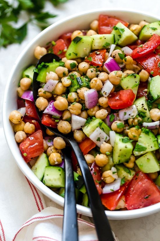 May seasonal vegetables | Chickpea Salad Cucumbers Tomatoes vegetarian | Girlfriend is Better