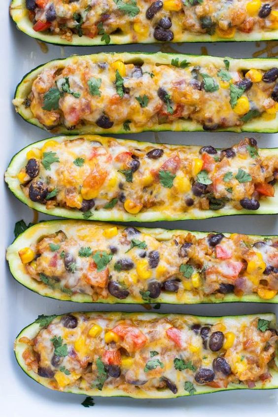 May seasonal vegetables | Mexican Zucchini Burrito Boats recipe black beans corn Cinco de Mayo | Girlfriend is Better