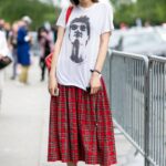 oversized graphic tees | plaid mid-length skirt boots modern grunge | Girlfriend is Better