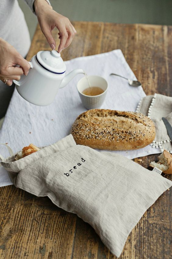 sustainable kitchen products | linen bread bag washable reusable | Girlfriend is Better