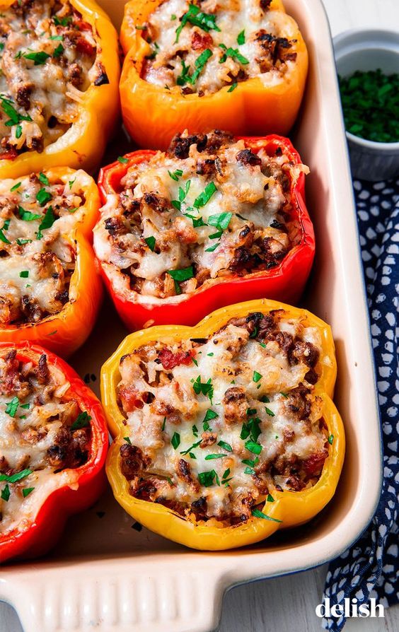 June seasonal vegetables | stuffed blue peppers recipe healthy dinner Mexican | Girlfriend is Better