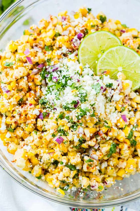 June seasonal vegetables | Elote Grilled Mexican Corn Salad summer healthy eating recipe vegetarian | Girlfriend is Better