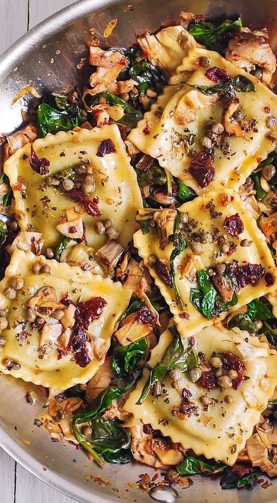 June seasonal vegetables | Italian Ravioli Spinach Artichokes Capers Sun-Dried Tomatoes recipe | Girlfriend is Better