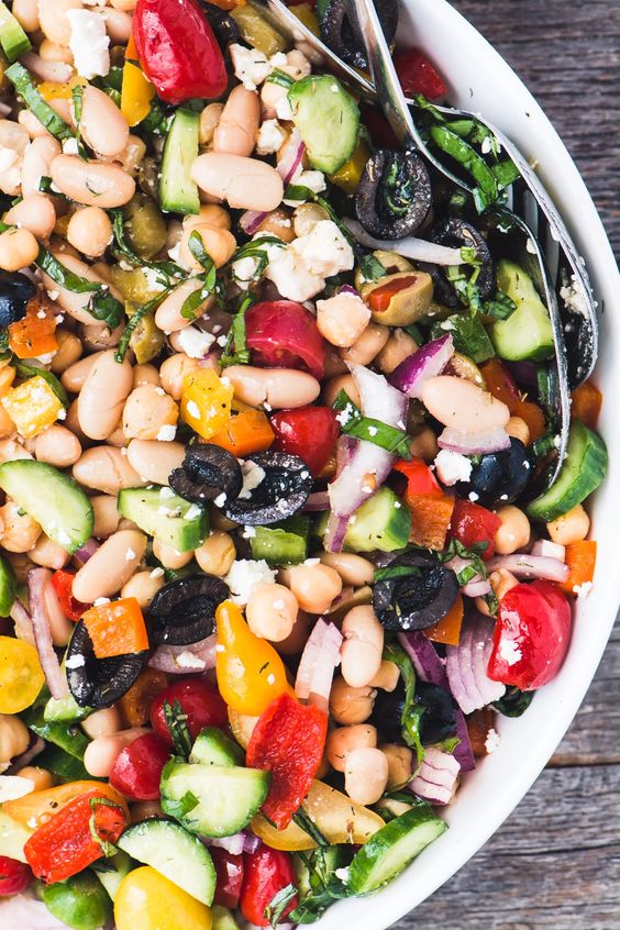 July seasonal vegetables | mediterranean bean salad healthy recipe | Girlfriend is Better