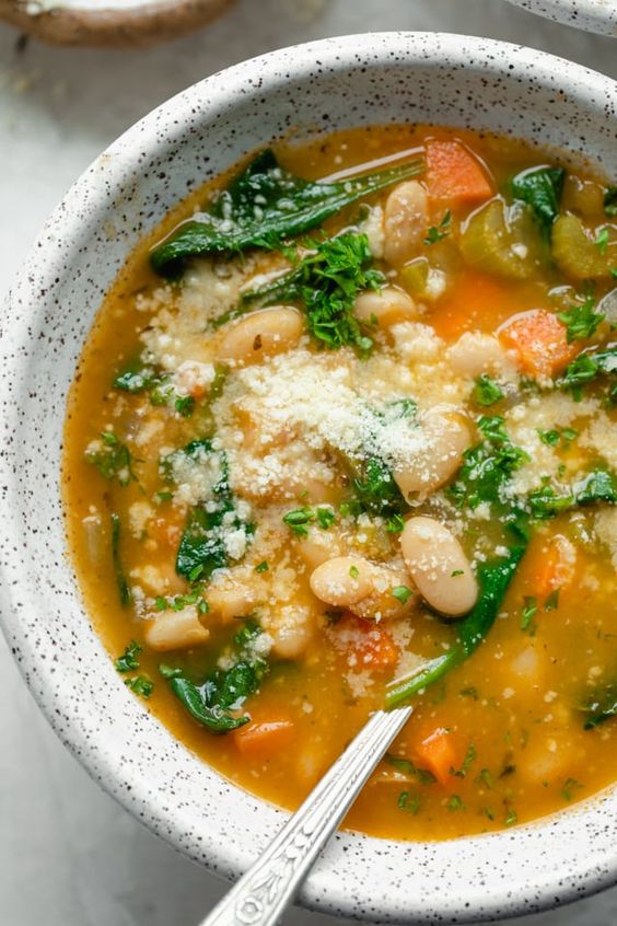 July seasonal vegetables | Mediterranean white bean soup vegan recipe | Girlfriend is Better