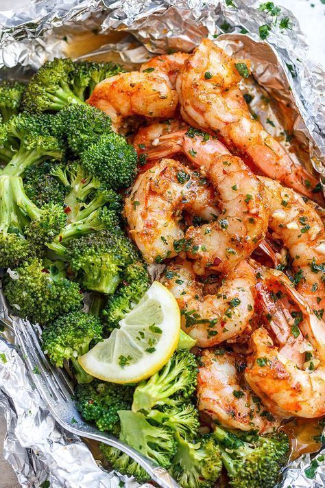 July seasonal vegetables | Baked Shrimp Broccoli Lemon Butter Foil Garlic recipe | Girlfriend is Better