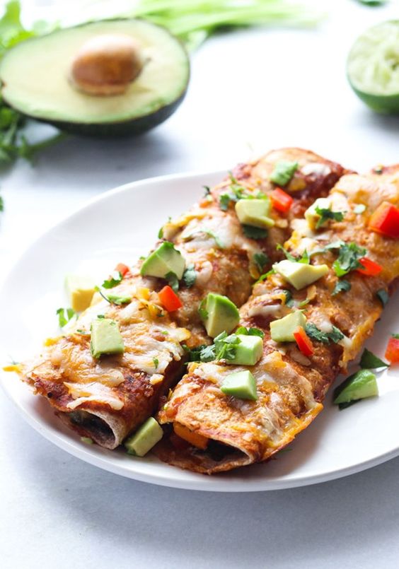 July seasonal vegetables | Healthy sweet potato black bean enchiladas Mexican recipe | Girlfriend is Better