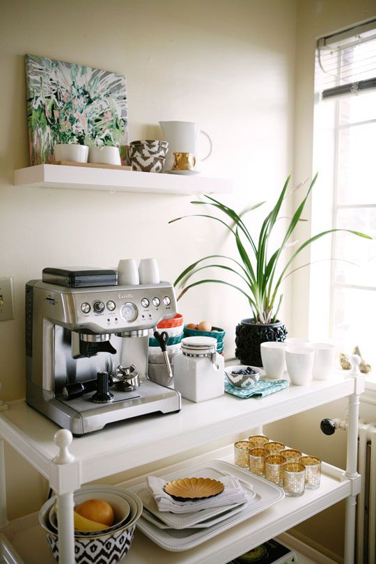 home coffee station DIY | bar cart organization space saver | Girlfriend is Better