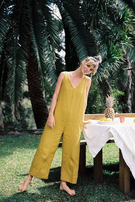 linen jumpsuits | French artisan tank sleeveless durable | Girlfriend is Better