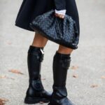 chunky black boots | winter street style knee-high oversized clutch | Girlfriend is Better