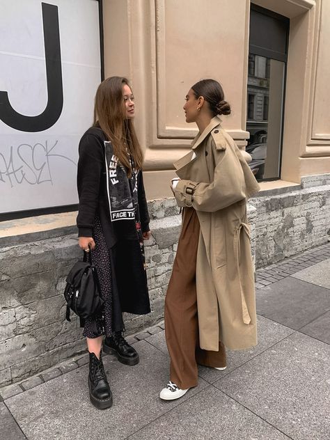 chunky black boots | Dr. Marten 90s grunge style midi skirt oversized graphic tee | Girlfriend is Better