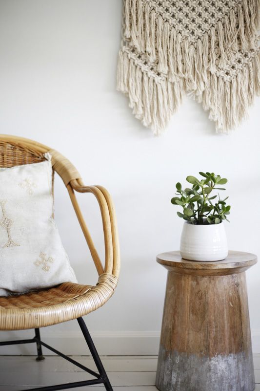 plant minimalism | Bohemian macrame wall hanging jade succulent bamboo chair | Girlfriend is Better