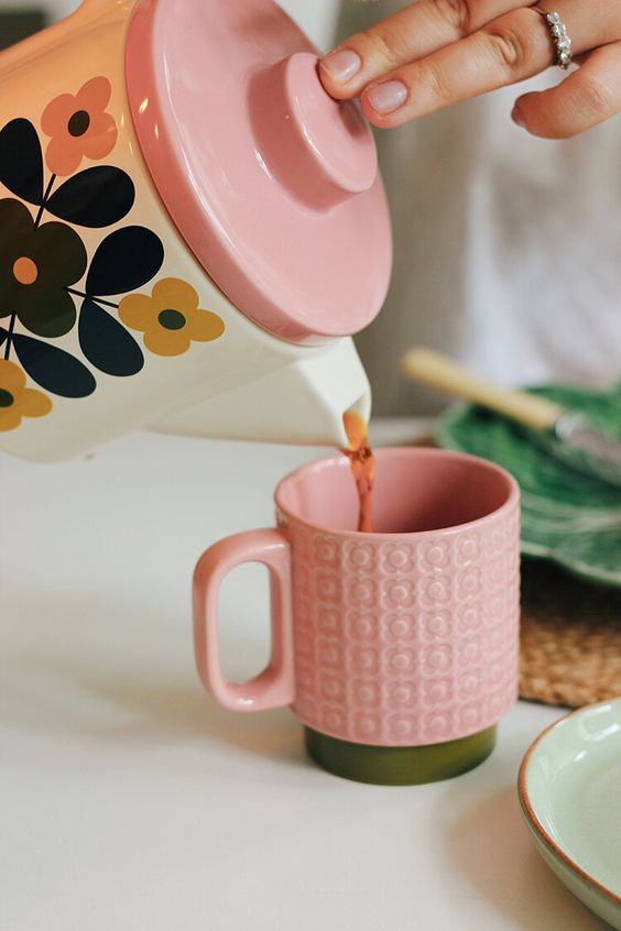 vintage ceramic mugs | pink green 60s set pitcher coffee | Girlfriend is Better