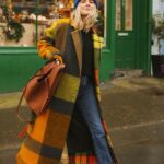 wide lapels | Girlfriend is Better | plaid wool winter coat maxi oversized orange