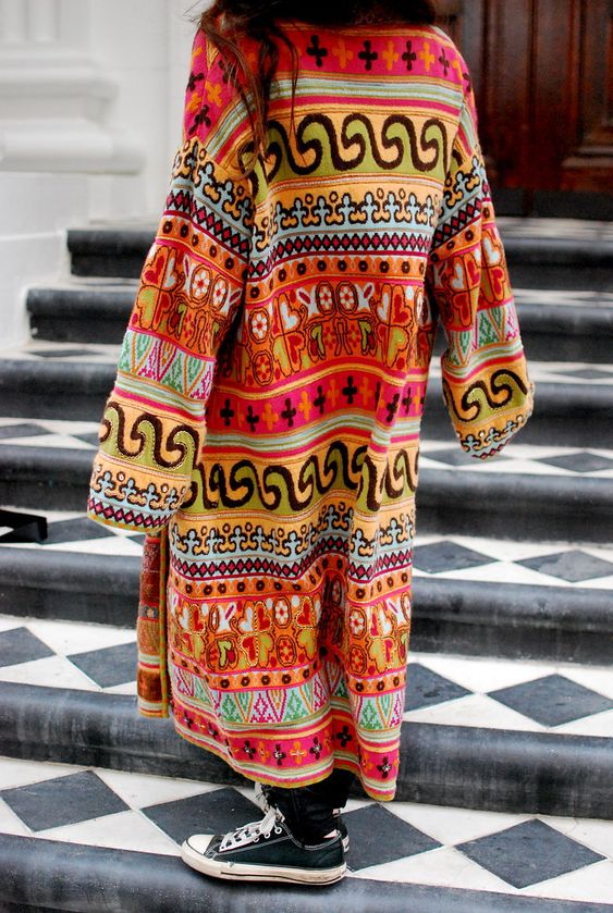 blanket coats | Girlfriend is Better | full-length robe wool printed Bohemian eclectic