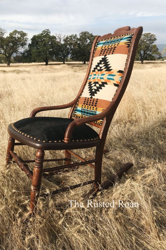 Southwestern decor | Girlfriend is Better | upcycled vintage armchair reupholstered leather