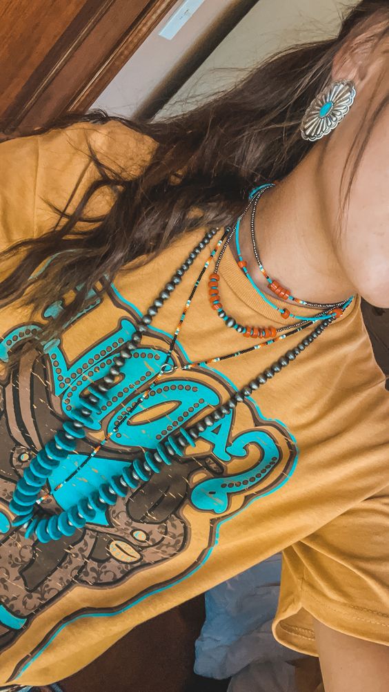 turquoise jewelry | Girlfriend is Better | bead necklace graphic tee