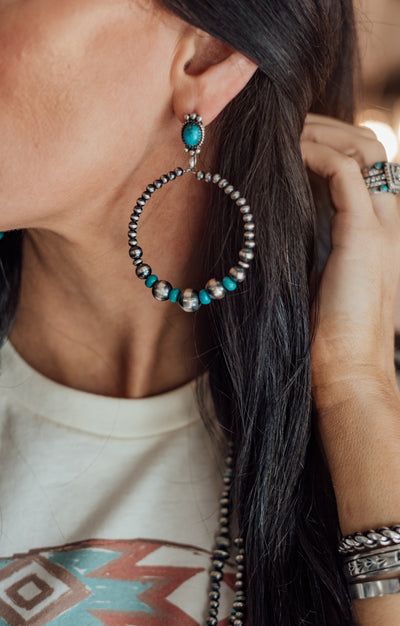 turquoise jewelry | Girlfriend is Better | hoop earrings wood beads