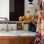 brown home decor | Girlfriend is Better | bathroom wood marble sink