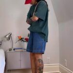 long shorts | Girlfriend is Better | tomboy fashion white tennis shoes oversized tee