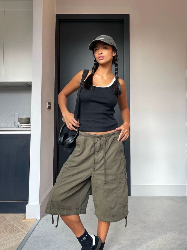 long shorts | Girlfriend is Better | hip hop fashion cargo wide leg oversized